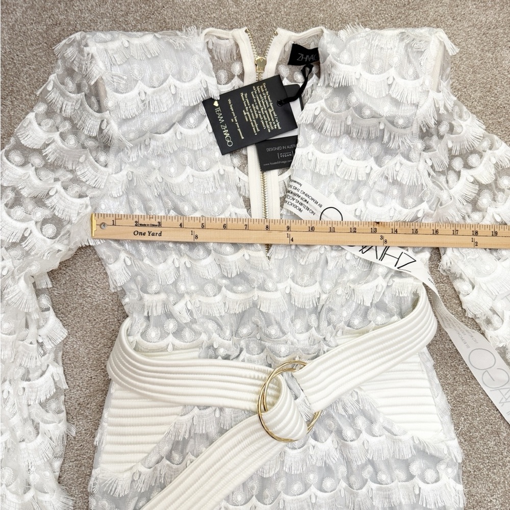 Zhivago - It’s Over Midi Dress White Tassel Fringe Belted Dress - US 6 - NWT - Picture 10 of 16